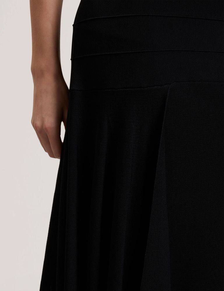Ted Baker Laurrie - Asymmetric Waterfall Hem Knitted Midi Skirt Noir | 294183-TFQ