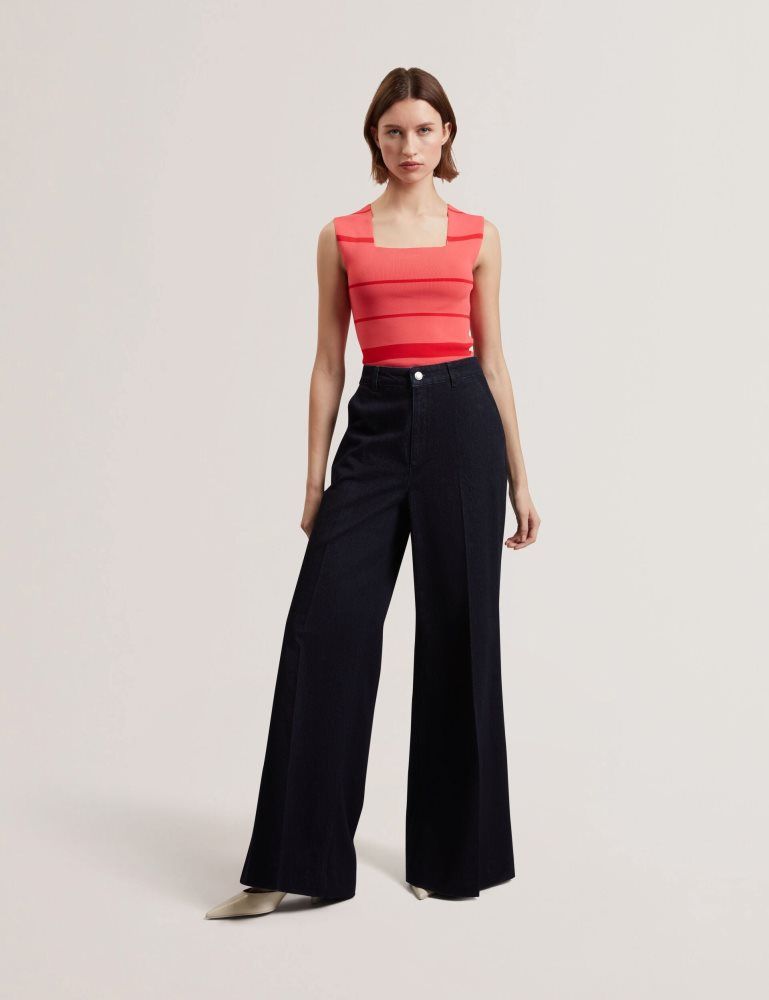 Ted Baker Laydaa - Striped Knit Square Neck Sleeveless Top Corail | 365940-OJR