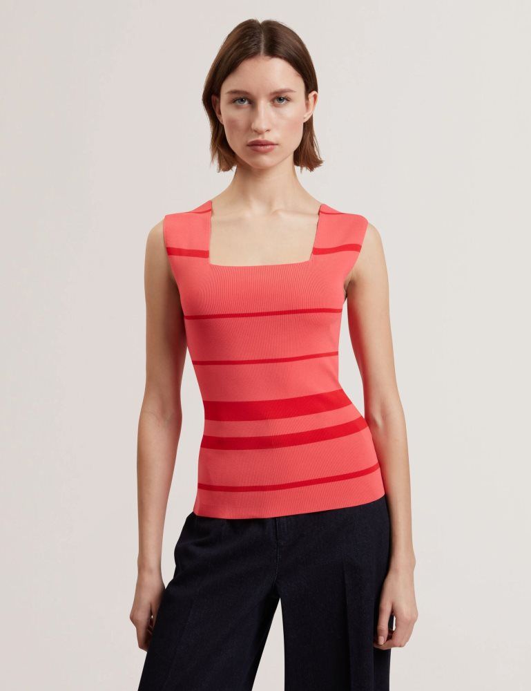 Ted Baker Laydaa - Striped Knit Square Neck Sleeveless Top Corail | 365940-OJR