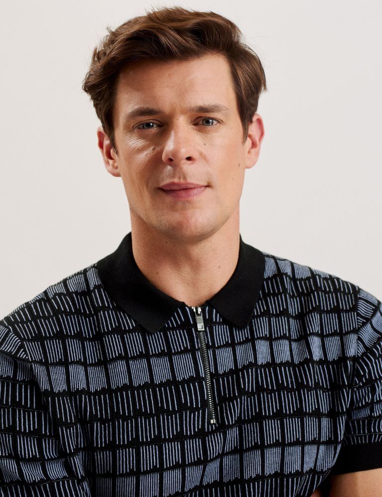 Ted Baker Levers - Ombre Jacquard Zip Neck Polo Shirt Noir | 219873-CBR