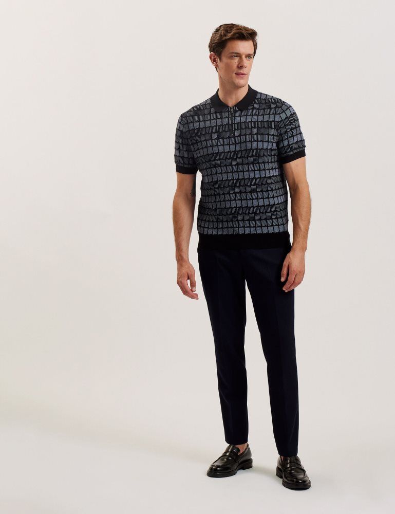 Ted Baker Levers - Ombre Jacquard Zip Neck Polo Shirt Noir | 219873-CBR