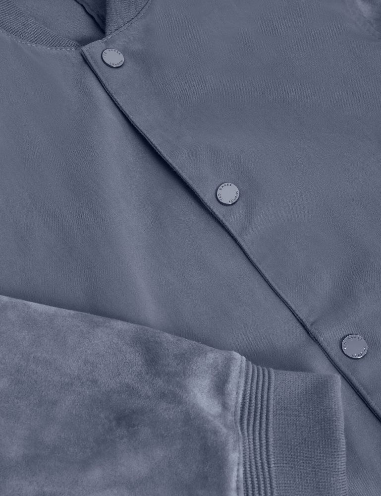 Ted Baker Liams - Cotton Twill & Suede Bomber Jacket Bleu | 421869-BZI