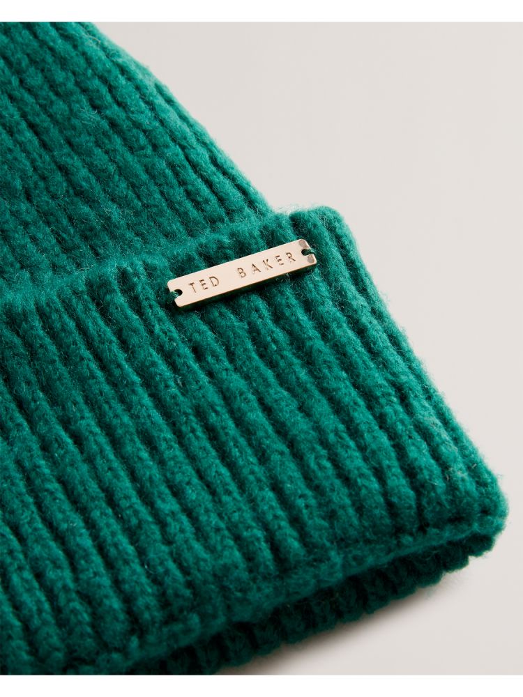 Ted Baker Lidiaas - Wool Blend Ribbed Knit Beanie Hat Vert | 817920-MEX