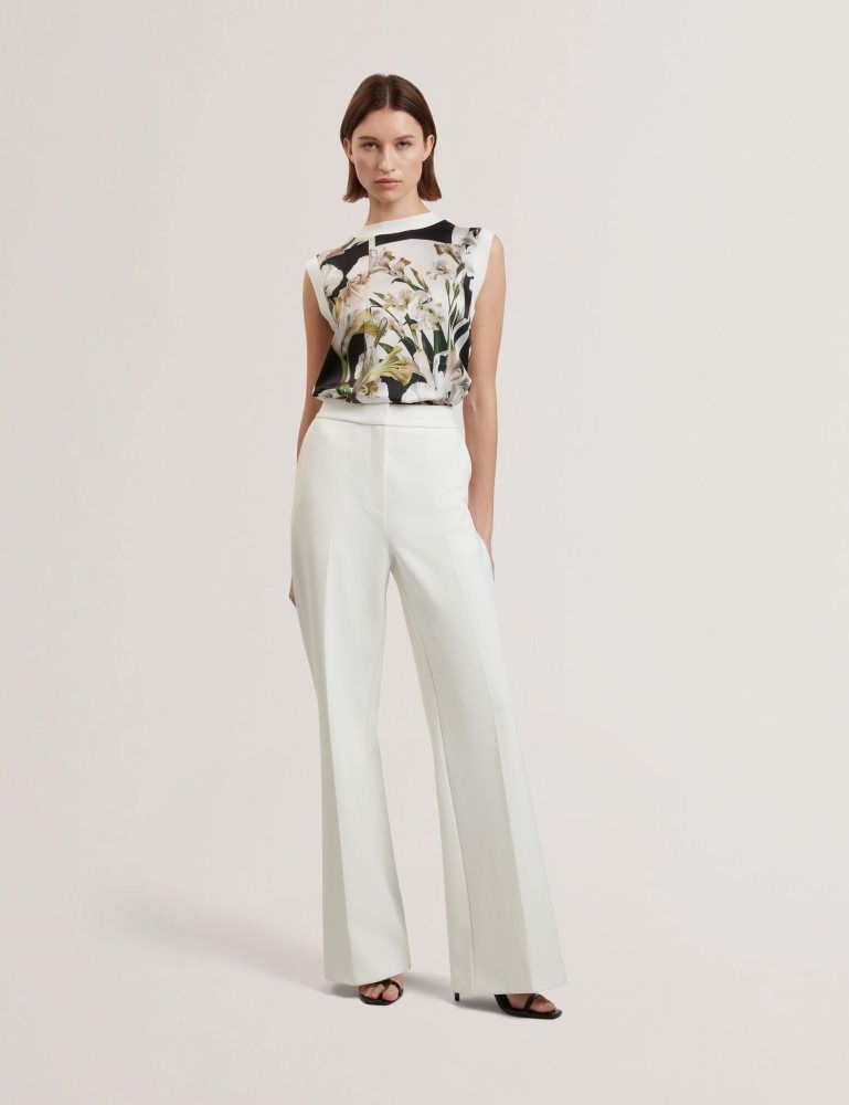 Ted Baker Liilea - Floral Print Front Boxy Knitted Tank Top Blanche | 915234-NOG