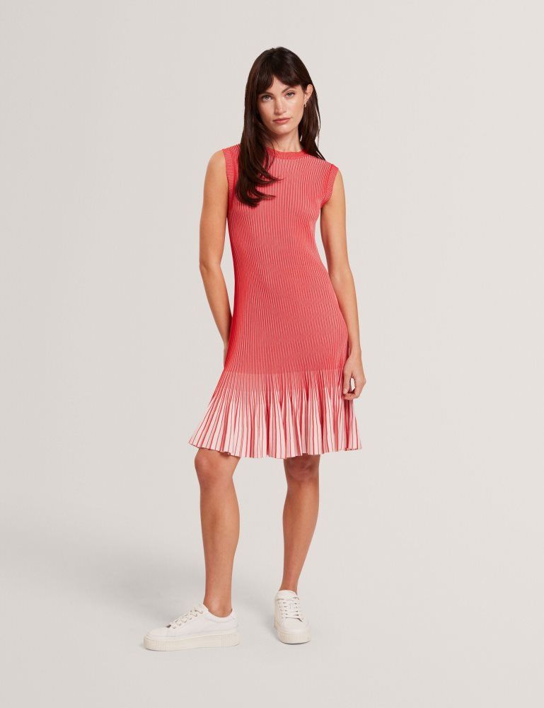 Ted Baker Lilyo - Ribbed Knit Flippy Hem Mini Dress Rouge | 856792-ZHW