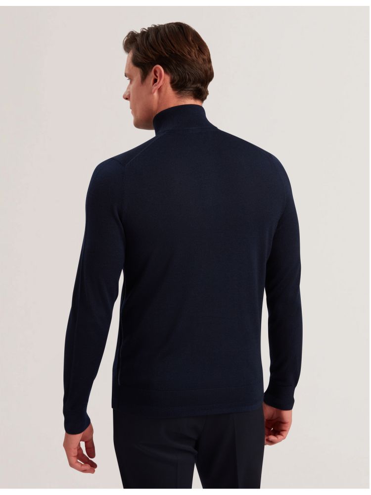 Ted Baker Limehas - Wool Quarter Zip Funnel Neck Sweater Bleu Marine | 524397-WFA