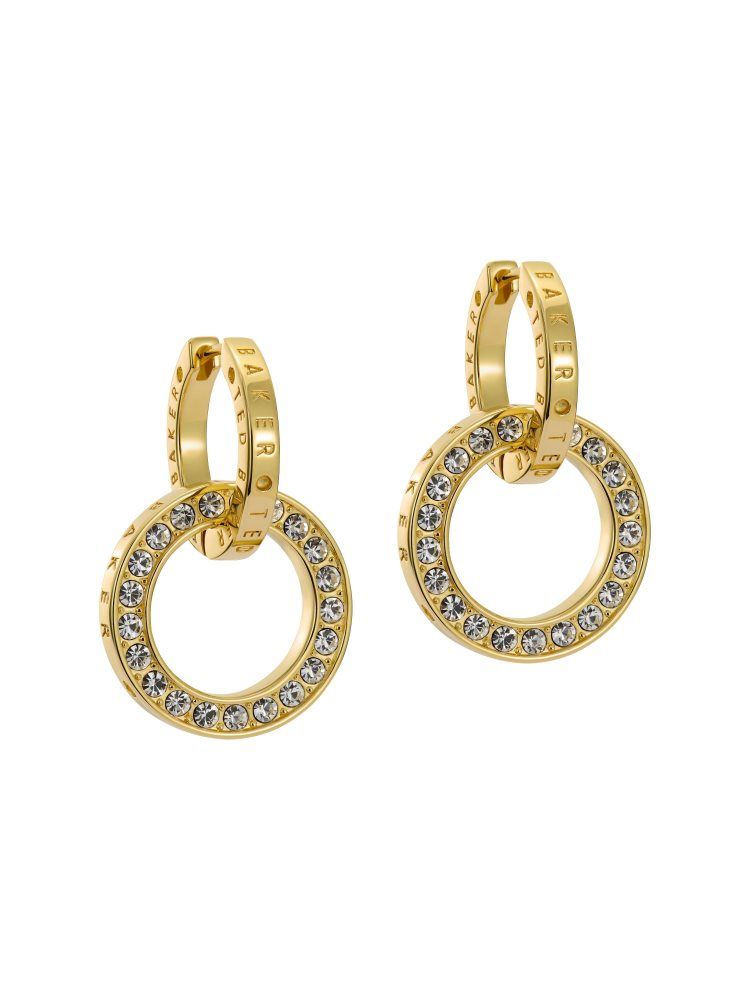 Ted Baker Lina - Crystal Double Link Drop Hoop Earrings Doré | 281796-YSU