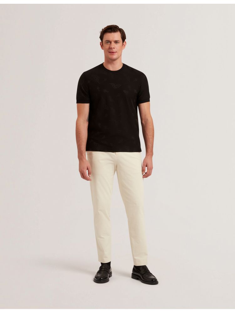 Ted Baker Lipsto - Jacquard Print Cotton Blend T-shirt Noir | 032915-LMC