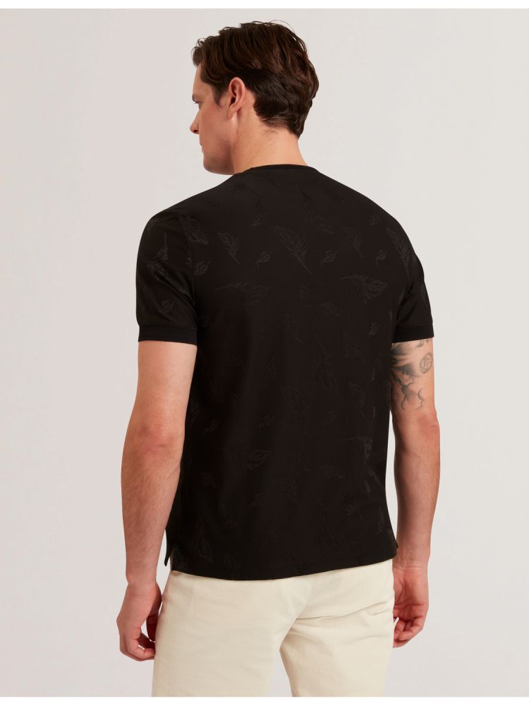 Ted Baker Lipsto - Jacquard Print Cotton Blend T-shirt Noir | 032915-LMC