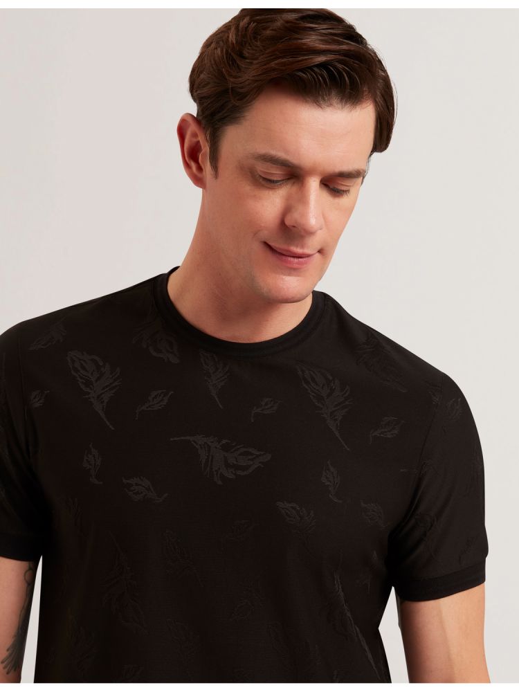 Ted Baker Lipsto - Jacquard Print Cotton Blend T-shirt Noir | 032915-LMC