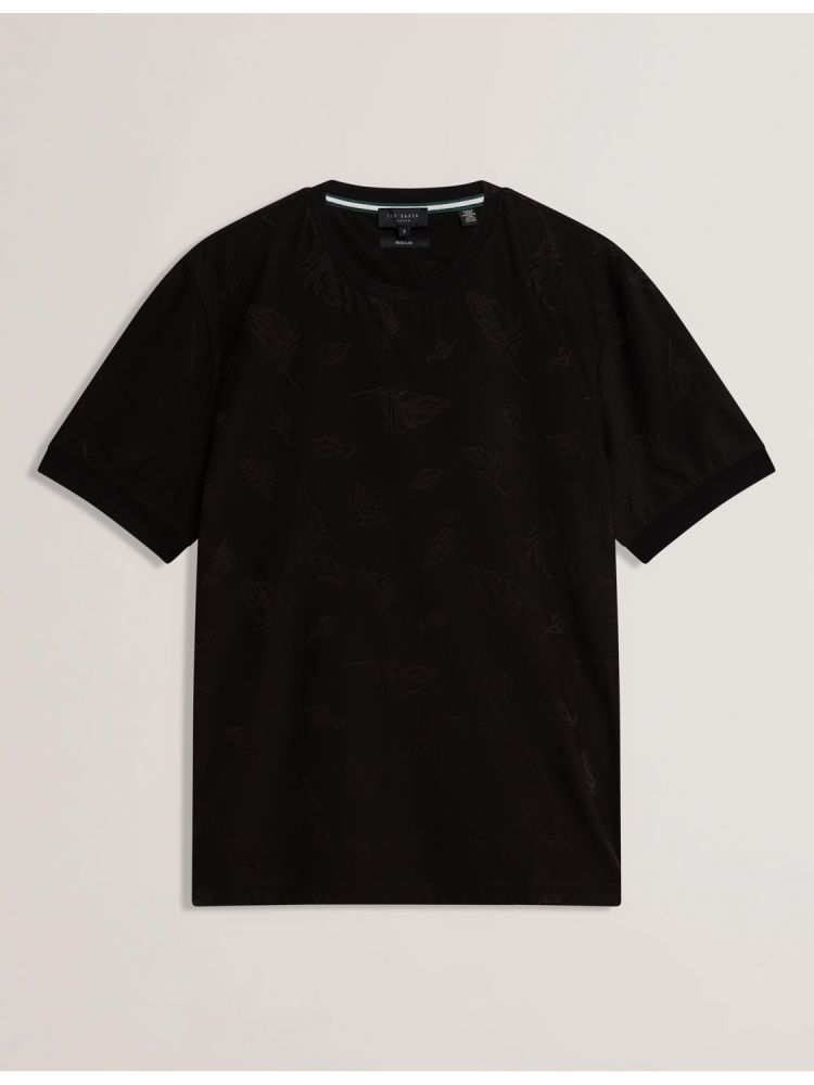 Ted Baker Lipsto - Jacquard Print Cotton Blend T-shirt Noir | 032915-LMC