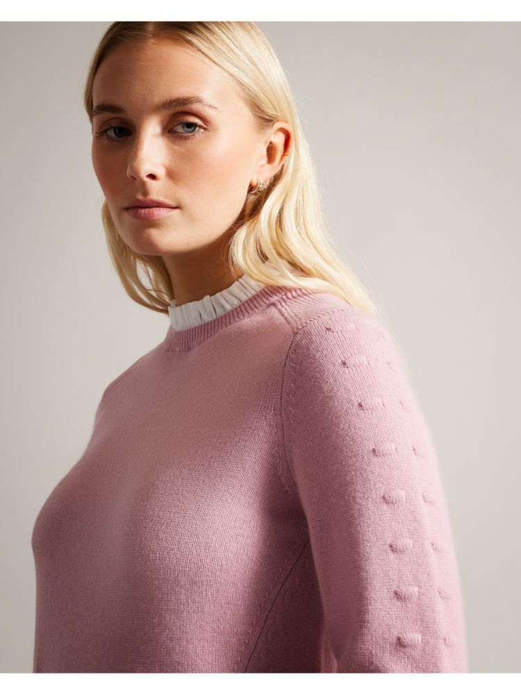 Ted Baker Lissiah - Bobble Detail Shirt Hem Knitted Jumper Rose | 365918-CXV