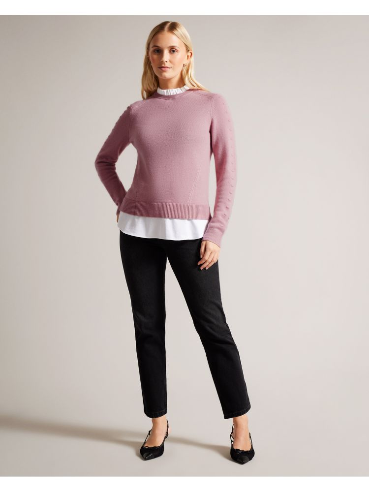 Ted Baker Lissiah - Bobble Detail Shirt Hem Knitted Jumper Rose | 365918-CXV