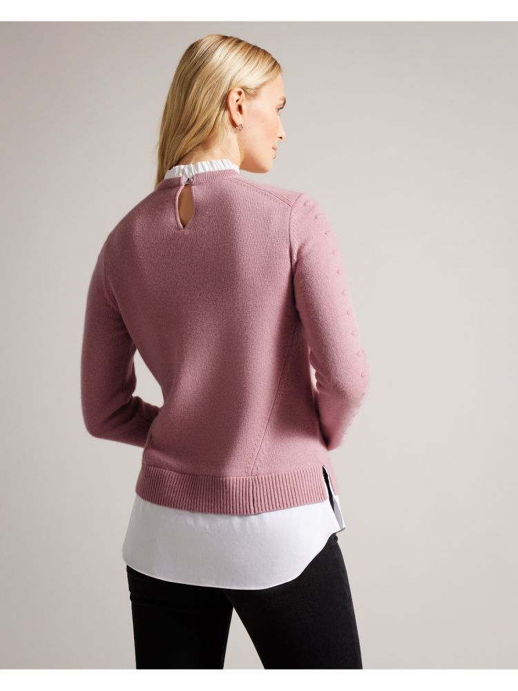 Ted Baker Lissiah - Bobble Detail Shirt Hem Knitted Jumper Rose | 365918-CXV
