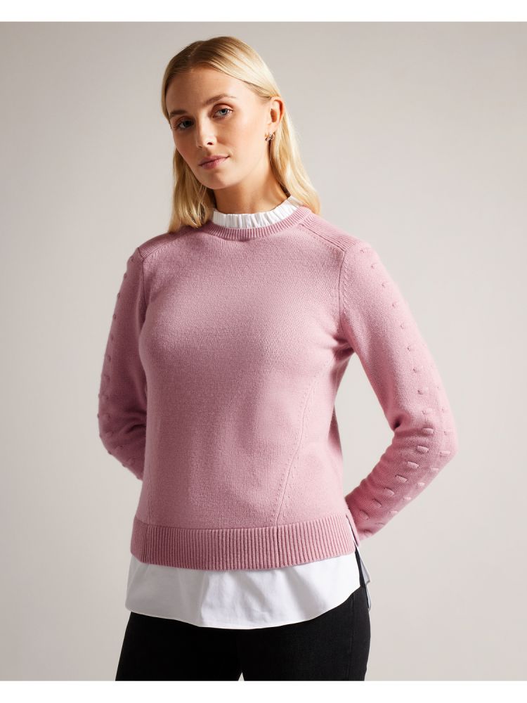 Ted Baker Lissiah - Bobble Detail Shirt Hem Knitted Jumper Rose | 365918-CXV