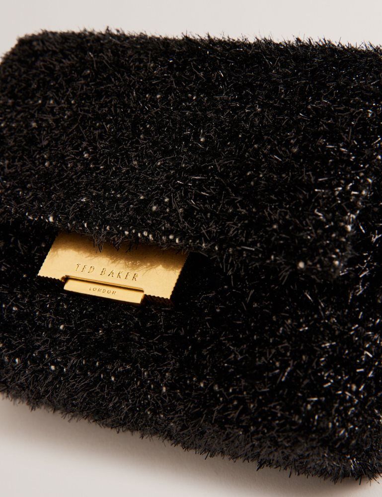 Ted Baker Liylah - Metallic Tinsel Fold Over Crossbody Bag Noir | 362481-XRP