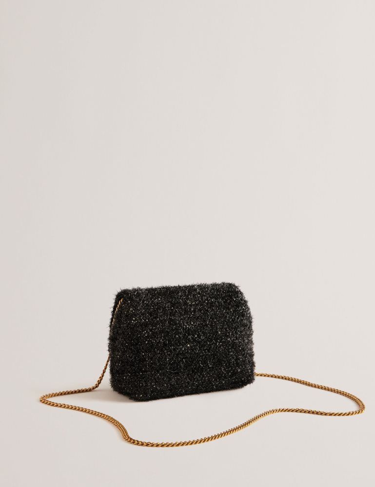 Ted Baker Liylah - Metallic Tinsel Fold Over Crossbody Bag Noir | 362481-XRP