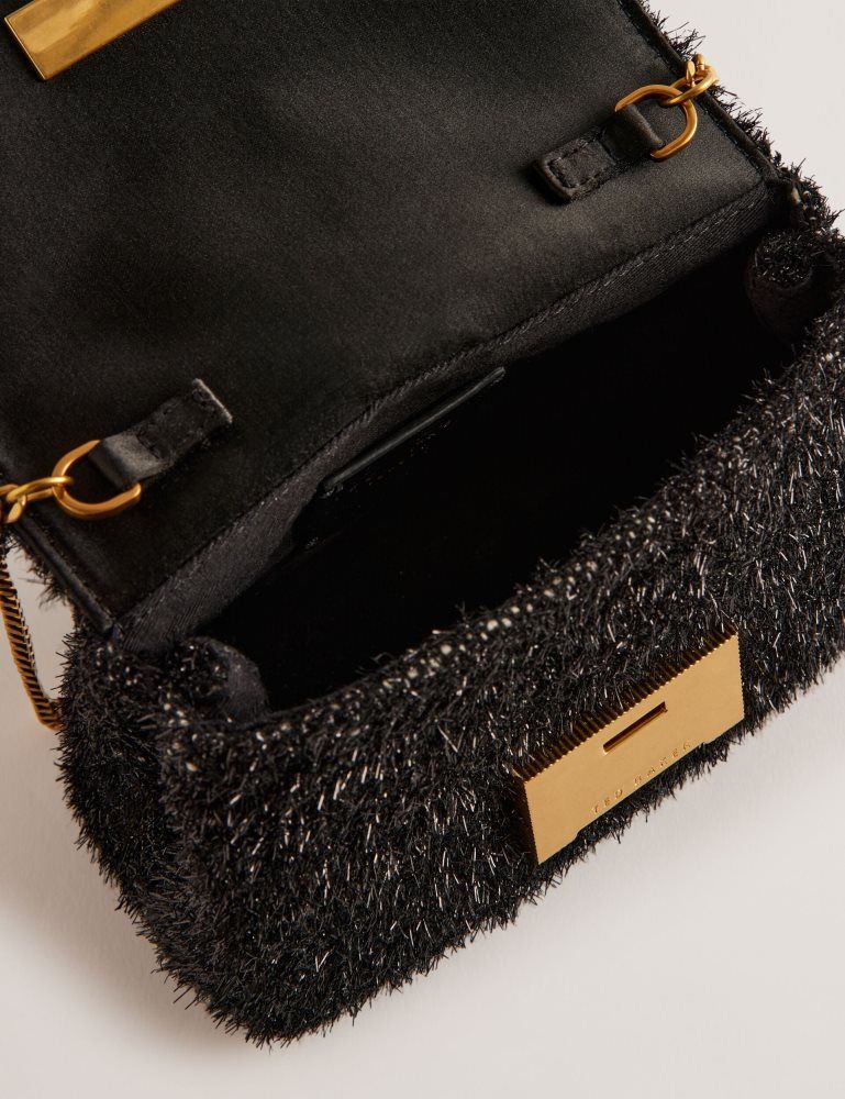 Ted Baker Liylah - Metallic Tinsel Fold Over Crossbody Bag Noir | 362481-XRP