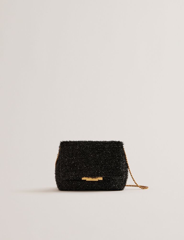 Ted Baker Liylah - Metallic Tinsel Fold Over Crossbody Bag Noir | 362481-XRP