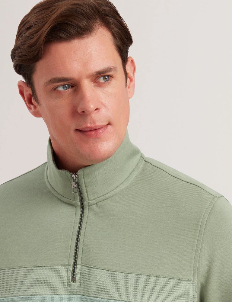 Ted Baker Longman - Ombre Stripe Half-zip Sweatshirt Vert | 283961-RWD