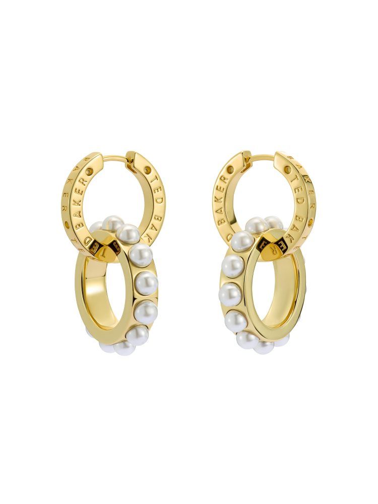 Ted Baker Lorrie - Double Logo Link Drop Earrings Doré | 456219-EPF