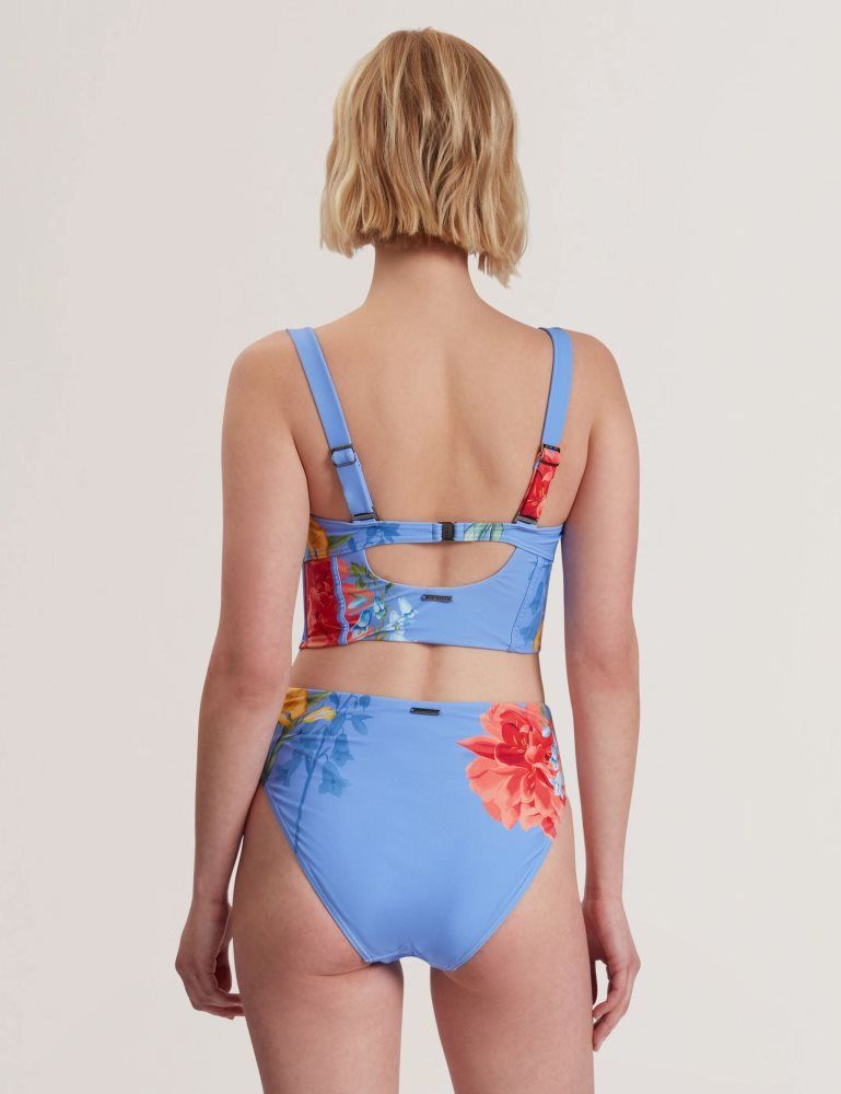Ted Baker Lorriee - Printed High Waisted Bikini Bottoms Bleu | 618370-GWT