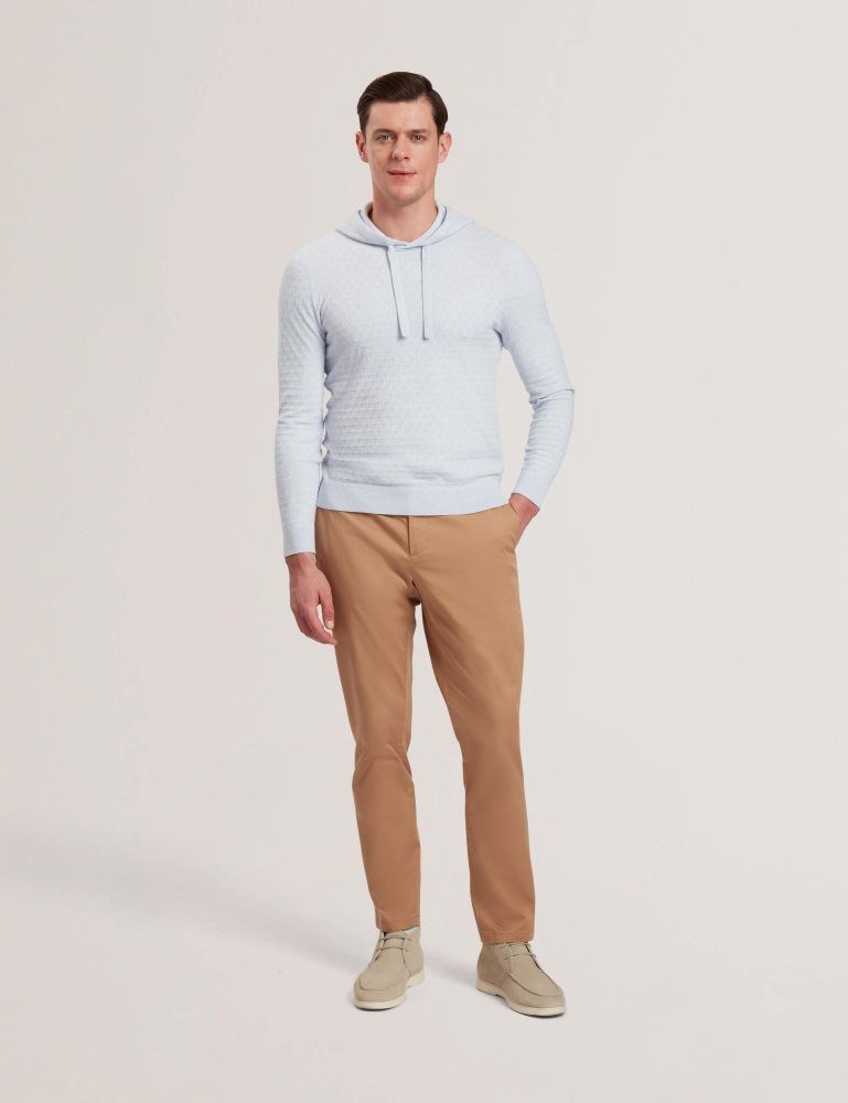 Ted Baker Loular - Textured T Knit Wool Blend Hoodie Bleu | 479320-HMF