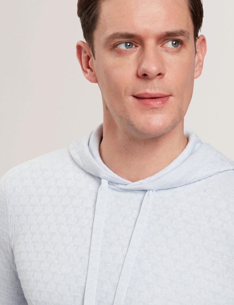 Ted Baker Loular - Textured T Knit Wool Blend Hoodie Bleu | 479320-HMF