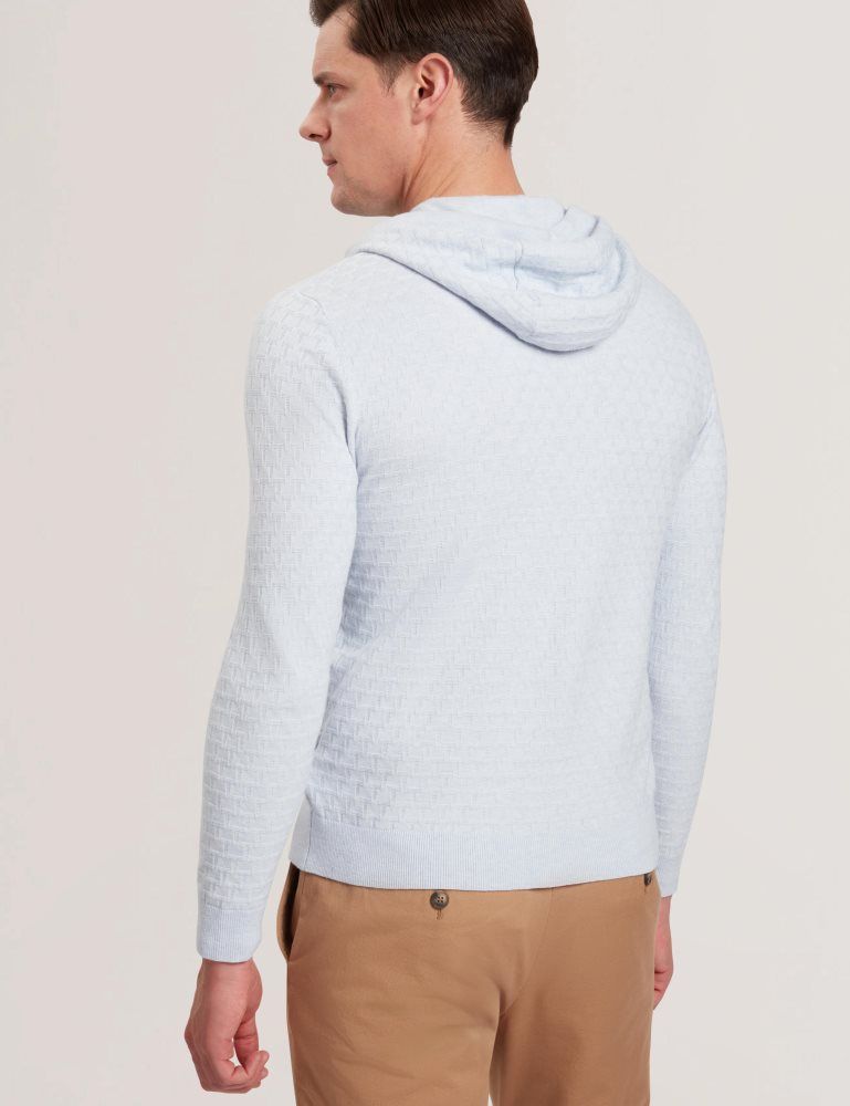 Ted Baker Loular - Textured T Knit Wool Blend Hoodie Bleu | 479320-HMF