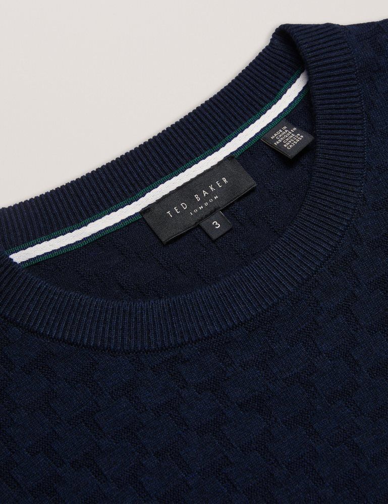 Ted Baker Loung - Textured T Knit Crew Neck Jumper Bleu Marine | 728456-LCY