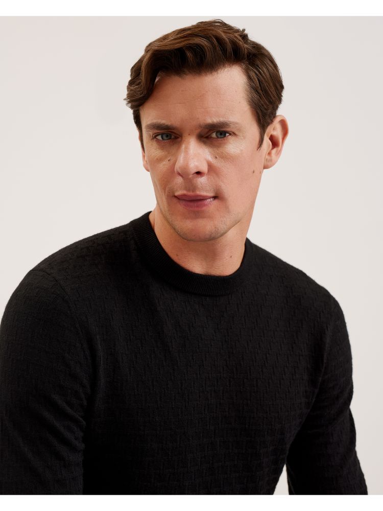 Ted Baker Loung - Textured T Knit Crew Neck Jumper Noir | 805124-MNJ