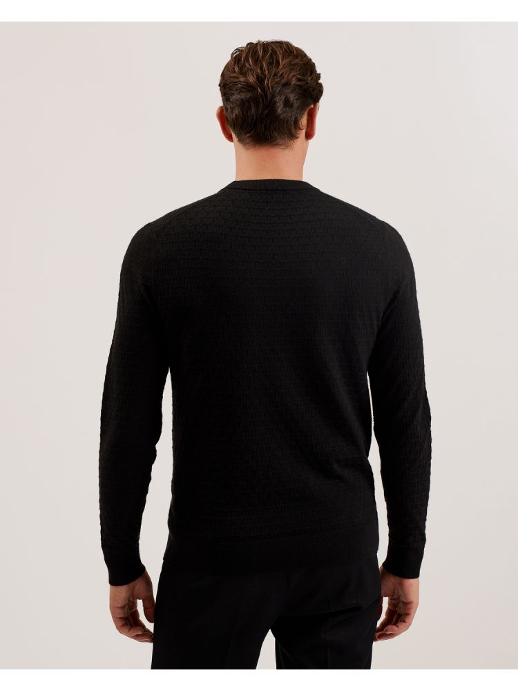 Ted Baker Loung - Textured T Knit Crew Neck Jumper Noir | 805124-MNJ