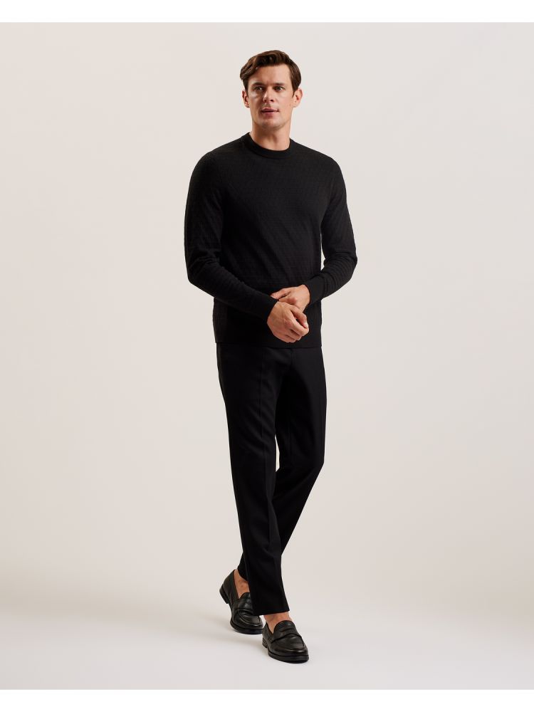 Ted Baker Loung - Textured T Knit Crew Neck Jumper Noir | 805124-MNJ