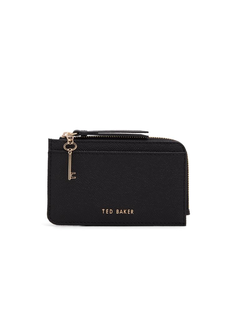 Ted Baker Lucky - Key Charm Zipped Leather Card Holder Noir Grise | 754398-IJD