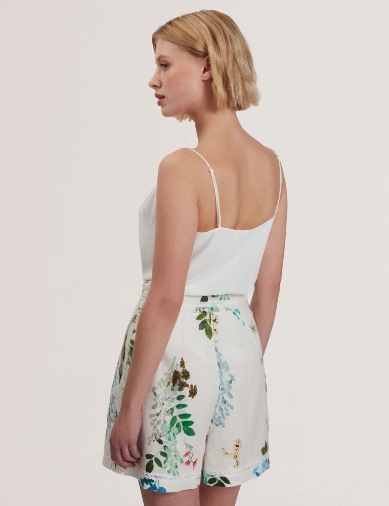 Ted Baker Lulea - Chiffon Detail V-neck Strappy Cami Top Blanche | 025761-PAG