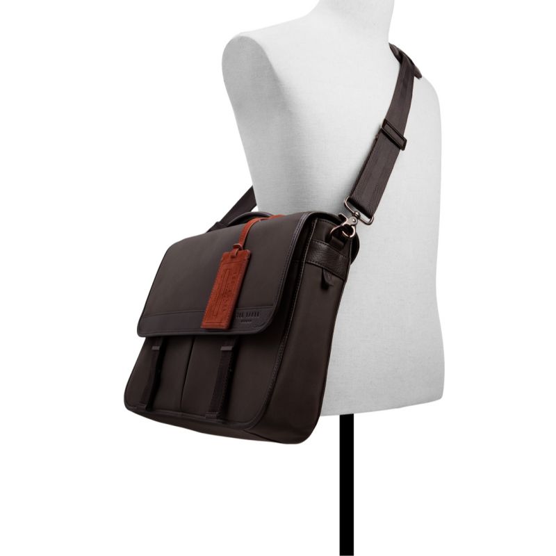 Ted Baker Malcolm - Nylon Leather Trim Messenger Bag Marron | 756941-BFS