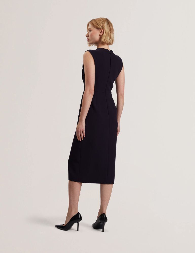 Ted Baker Manabdl - Tailored Sleeveless Midi Dress With Front Split Bleu Marine | 463072-RTO