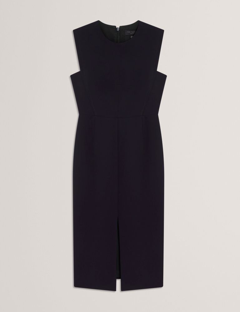 Ted Baker Manabdl - Tailored Sleeveless Midi Dress With Front Split Bleu Marine | 463072-RTO