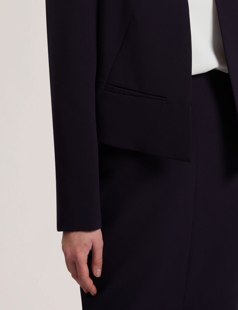 Ted Baker Manabjl - Tailored Round Neck Cropped Open Jacket Bleu Marine | 136492-CFY