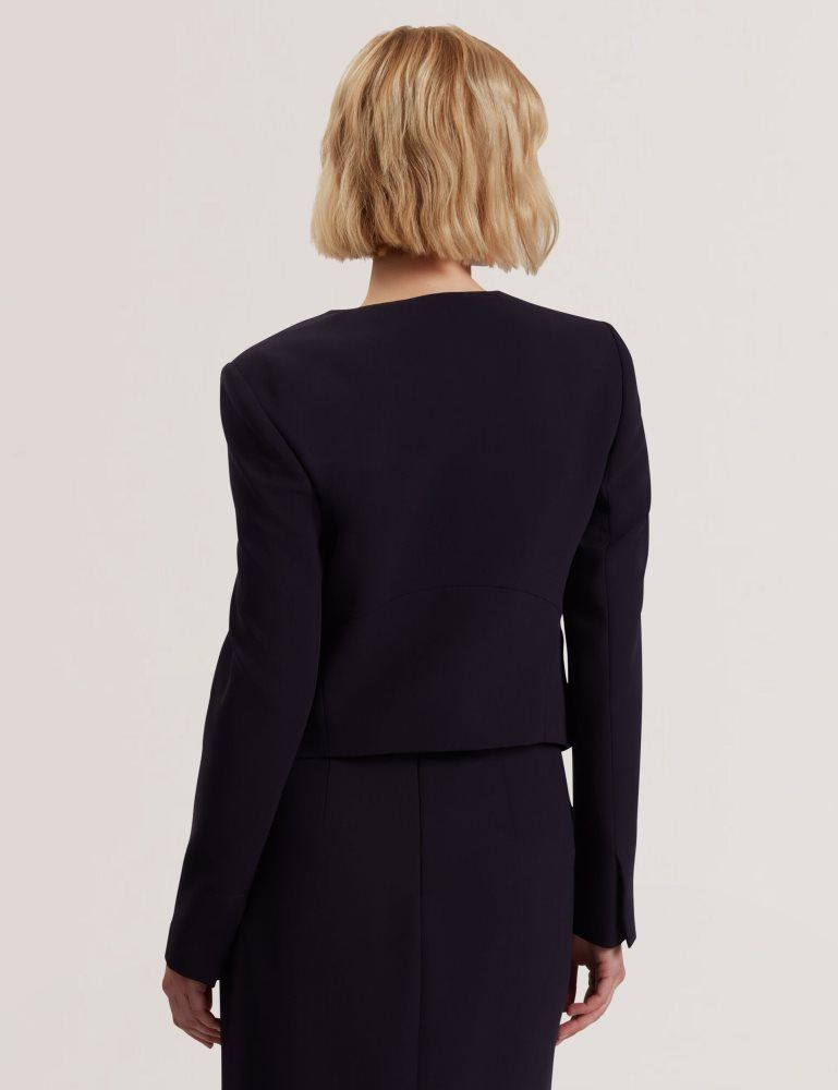 Ted Baker Manabjl - Tailored Round Neck Cropped Open Jacket Bleu Marine | 136492-CFY
