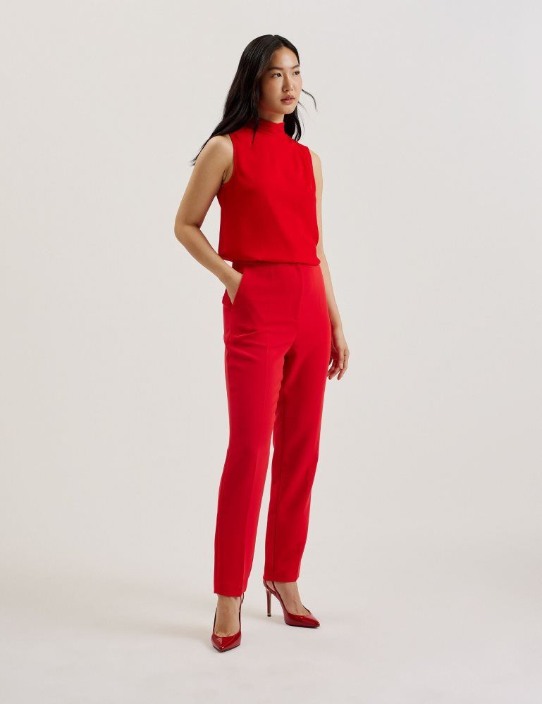 Ted Baker Manattl - Tapered High Waisted Tailored Trousers Rouge | 309546-GKH