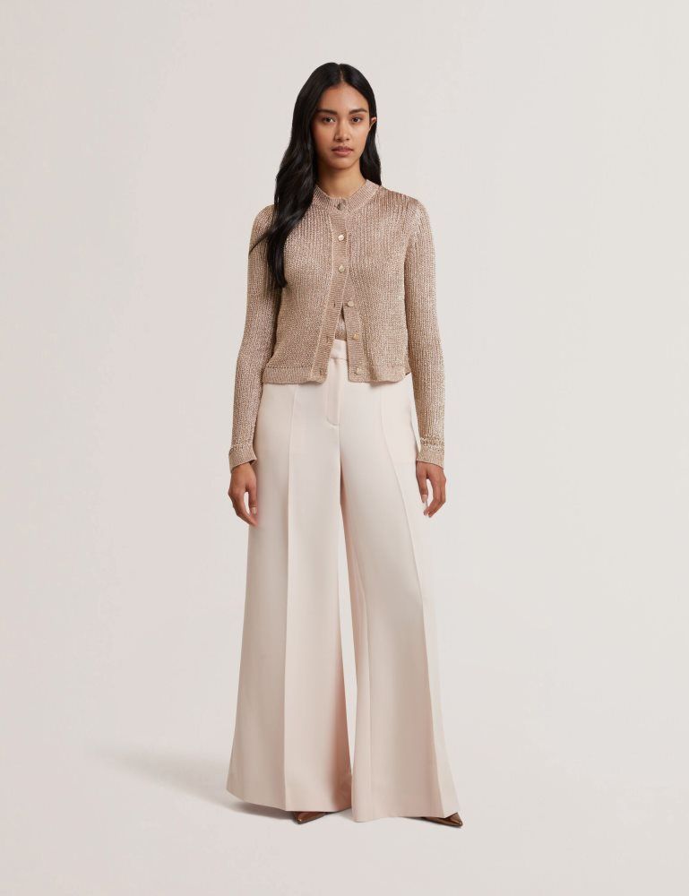 Ted Baker Manya - Metallic Knit Cropped Cardigan Doré | 731492-LAV