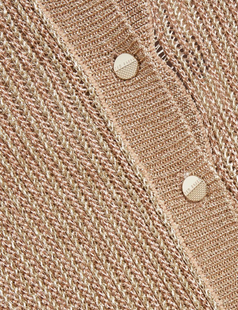Ted Baker Manya - Metallic Knit Cropped Cardigan Doré | 731492-LAV