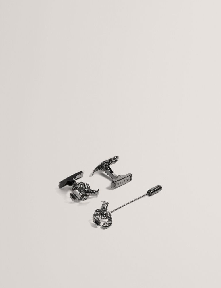 Ted Baker Mariine - Lobster Cufflink And Lapel Pin Set Gunmet-col | 458631-AYP