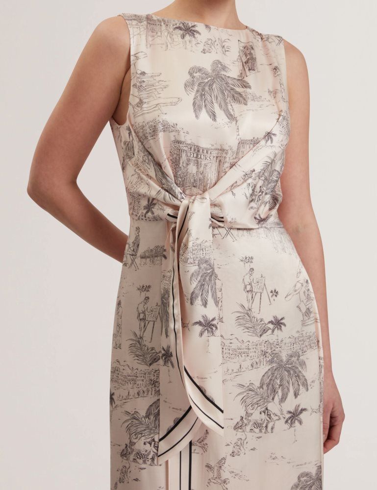Ted Baker Marrona - Printed Wrap Front Sleeveless Midi Dress Beige Rose | 675892-JYQ