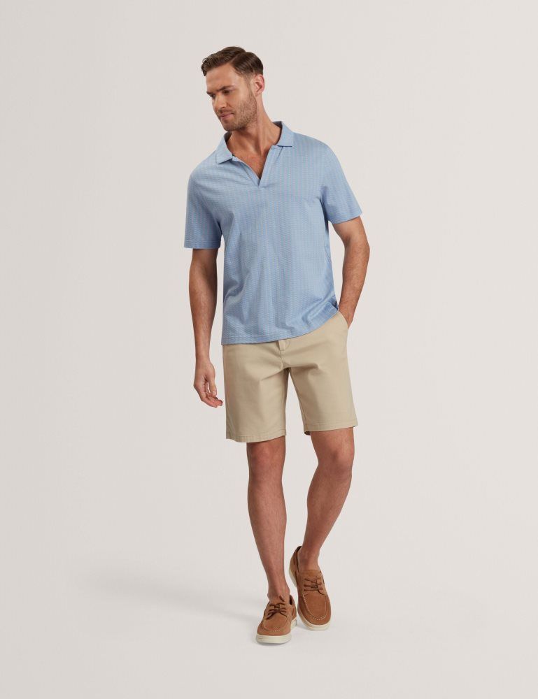 Ted Baker Matejo - Short Sleeve Regular Geo Open Neck Polo Bleu Bleu | 320467-UPA