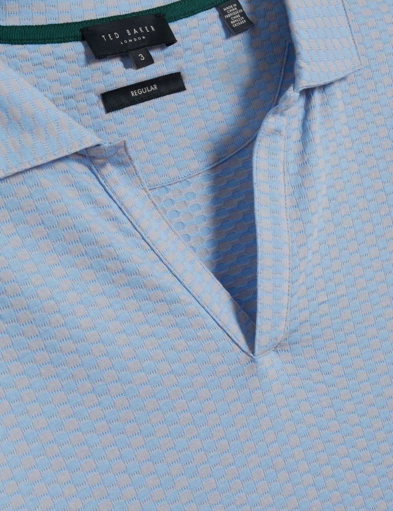Ted Baker Matejo - Short Sleeve Regular Geo Open Neck Polo Bleu Bleu | 320467-UPA