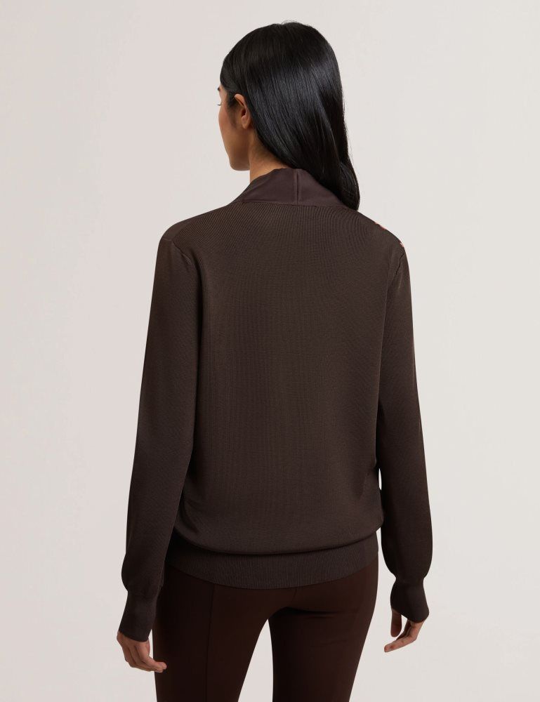 Ted Baker Matiina - Printed Front Zip-up Bomber Cardigan Marron | 592014-DME