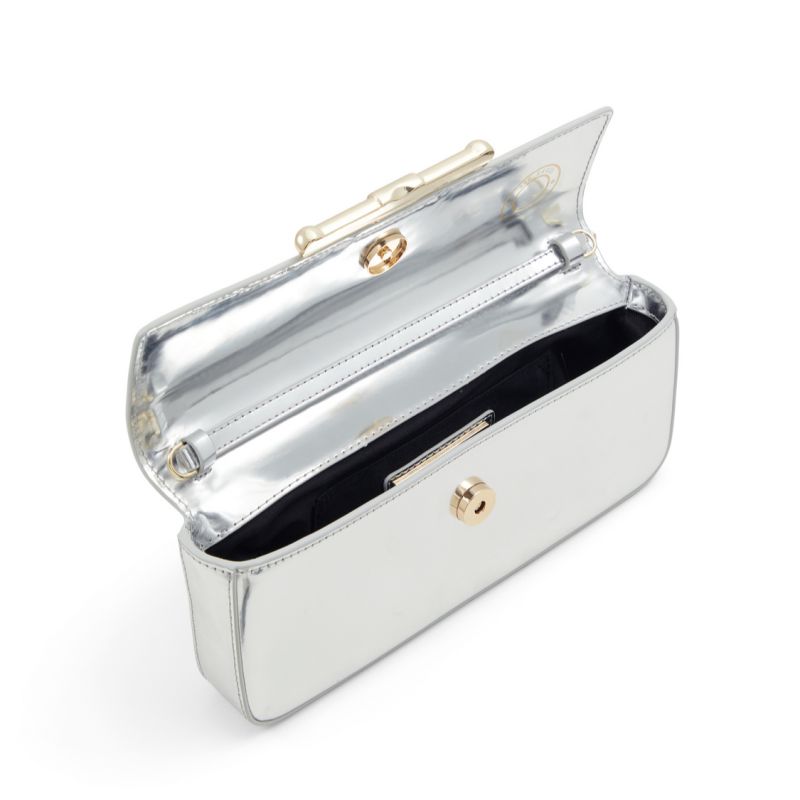 Ted Baker Maya - Metallic Leather Crossbody Baguette Bag Argent | 694172-NTV