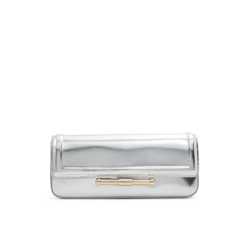 Ted Baker Maya - Metallic Leather Crossbody Baguette Bag Argent | 694172-NTV